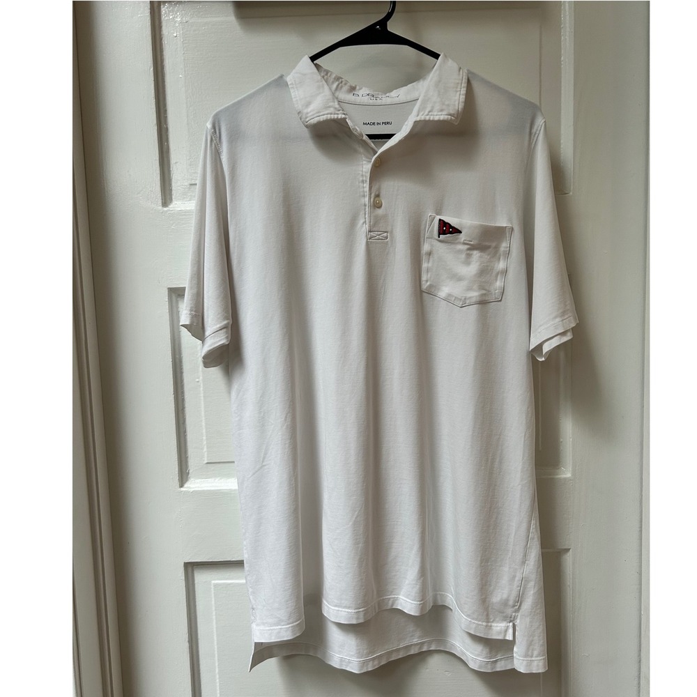 B. Draddy Mens White Pima Cotton Blend Short Sleeve Polo Shirt Size Medium